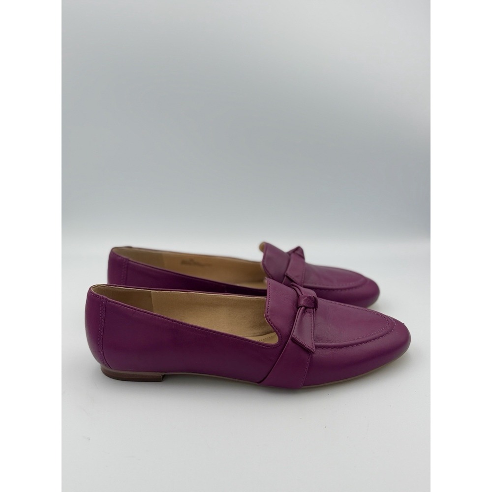 Talbots Ryan Bow Loafers Nappa Womens 9M Pretty Plum Leather Slip On Flats NWOB